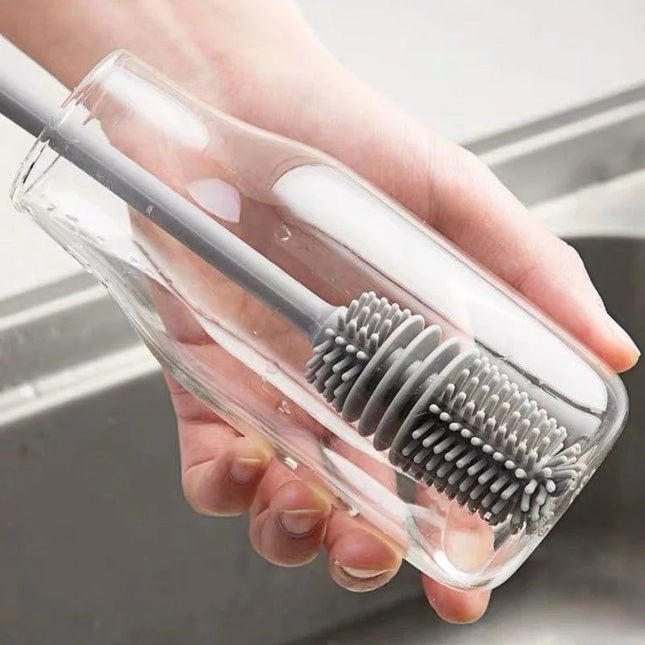 Silicone Milk Bottle Brush Cup Scrubber Glass Cleaner Kitchen Cleaning Tool Long Handle Drink Bottle Glass Cup - product imag