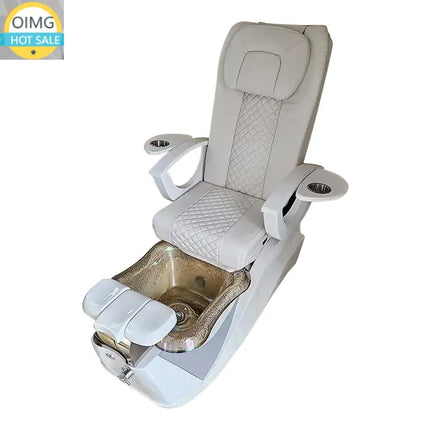 Customized Foreign Sofa Chair Manicure Foot Bath Gray Pedicure Chair with White Ceramic Basin