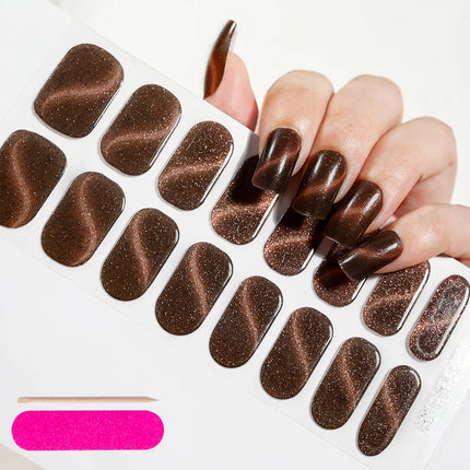 Semi Cured Wraps Fast Gel Nail Sticker Soild Nail Gel Wraps Adhesive Full Cover Gel Nail Decal UV Lamp Cured Manicure Decoration