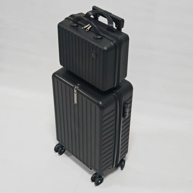 2-Piece Set, 20inch Rolling Luggage and Suitcase Combination, Pp Anti-Drop and Pressure-Resistant Hard Shell Material, Layered Storage, Zipper Closure