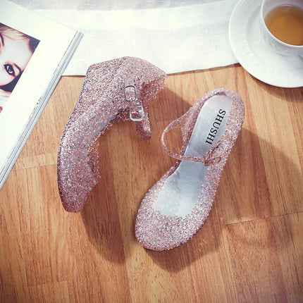 Slope heel sandals 2025 summer hollow out women's shoes hole shoes thick soled jelly shoes women's sandals