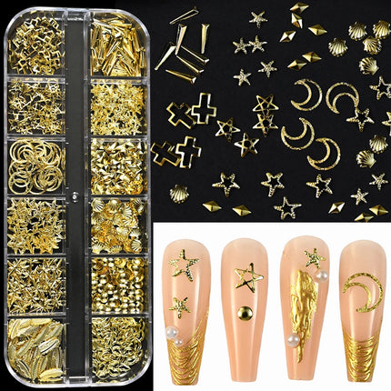 12Grids Mini Caviar Beads Nail Art Decorations Metal Gold/Silver Micro Ball Nail Charms Magnetic Pen 0.5~3mm Ball Nail Jewelry