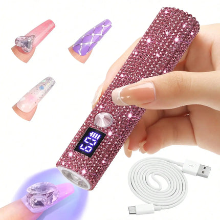 1pc Mini UV LED Nail Lamp, Portable, Suitable For Nail Polish Gel, Fast Drying, Rechargeable Curing UV Light With LED Display, Nail Art Tool
