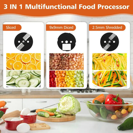 Commercial Vegetable Chopper 3 in1 Multifunctional Electric Cutting Machine Carrot Potato Slice Shred Diced Food Processor