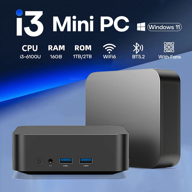 Portable Mini PC Windows 11 Pro intel Core i3 6100U 16GB RAM 1TB 2TB SSD PC Computer Dual WIFI 6