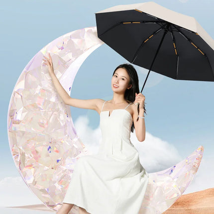 New Automatic Umbrella 24 Bone Solid Color Automatic Umbrella Light Collapsible Large Size Outdoor Sunshade Uv Protection