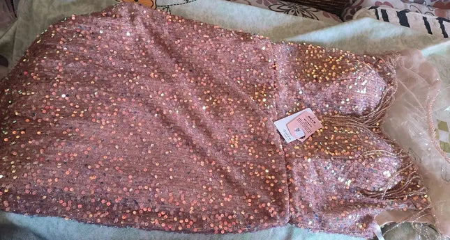 Champone Pailletten Luxus langes Damen Mädchen Prinzessin Bankett Party Ball Leistung Ballkleid Abschlussballkleid kostenfreier Versand