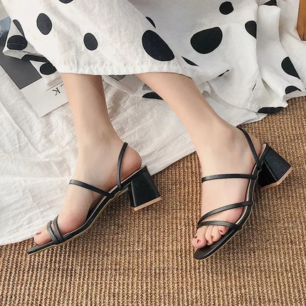 Women High Heel Sandals Summer Casual Female Shoes Woman Square Heel Open Toe Ankle Strap Ladies - product image 3