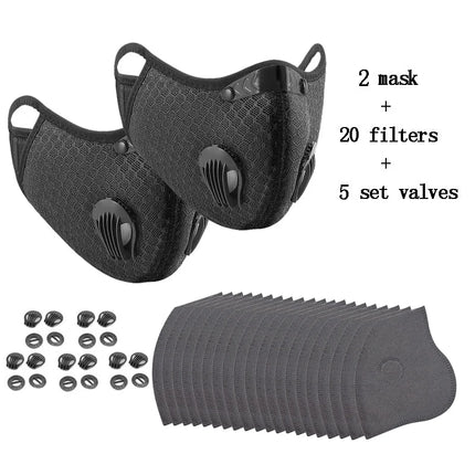Cycling Face Mask Sport Washable Reusable with Filter Dust Mask Summer Facemask for Men Bandana Activated Carbon Filters