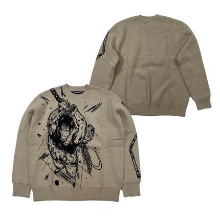 Heavyweight Anime Character Y2K Style Oversized Knitted Sweater Couple Loose Autumn Winter Overhead Knitted Pullover