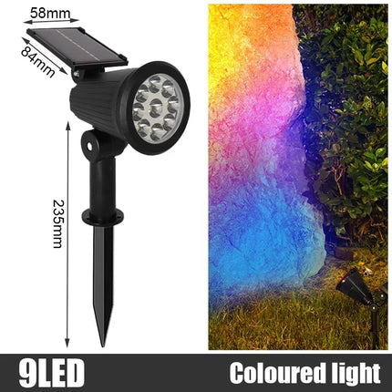 9/4 LED Solar LED Light Spotlights Outdoor IP65 Waterproof Lights Brightness Adjustable for Garden Backyard Driveway Patio Decor