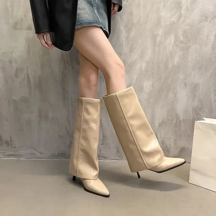 New Western Cowboy Boots Women Fashion Slip-On Long Pipe Boots Female Sexy Thin High Heel Trend Knee High Botas 2025