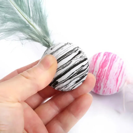 Pet Cat Interactive Toy Star Foam Ball With Feather EVA Lightweight Throwing Play Ball Star Pattern Funny Chewing Toy For Daily