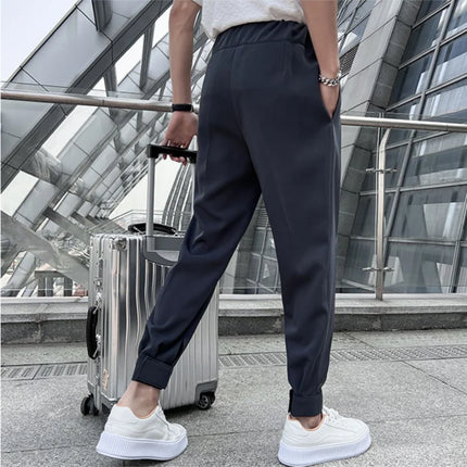 2024 Summer Elastic Waist Drape Suit Pants Men Business Office Casual Pants Male Fashion Loose Social Party Formal Trousers