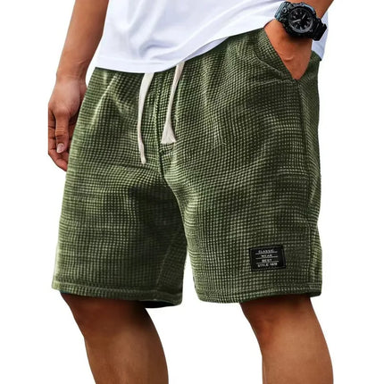 Summer Men's Waffle Texture Casual Sports Beach Shorts Quick Dry Trendy Versatile Bermuda Shorts Streetwear Lightweight Pants