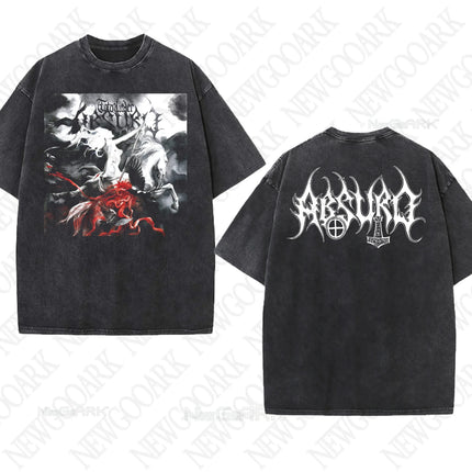 Black Metal Absurd Washed T Shirt Band Gothic Gift Mens Clothing Graphic Vintage Hip Hop T-shirt Streetwear Tees Short Sleeve