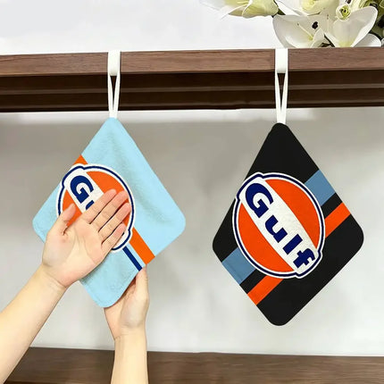G-Gulf Racing Car Logo Household Hanging Towel, Polyester Cotton Hand Wiping Towel, Sturdy For Bathroom Bedroom