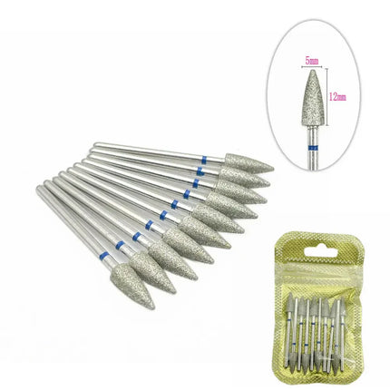 10pcs Nail Milling Cutter Set Diamond Stone Electric Manicure Drills Nail Drill Cuticle Clean Bits Burr Accessories Nail Art