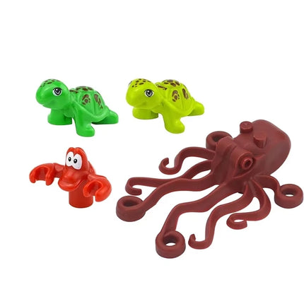 MOC Animal Scene Building Blocks Cats Dogs Sheep Pigs Chickens Eagle Parrots Dolphin Zoo Fram Accessories DIY Toys Bricks T14