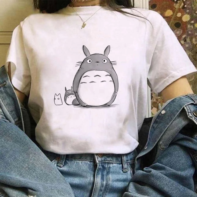 Miyazaki Hayao Kawaii T-Shirt Grafik T-Shirt Kleidung Mode Totoro Studio Ghibli Süß Anime T-Shirt Damen Harajuku