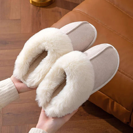 2024 Winter Warm Flat Fur Slippers Women Faux Suede Fluffy Furry Home Slides Woman Comfort Non Slip Indoor Floor Cotton Shoes