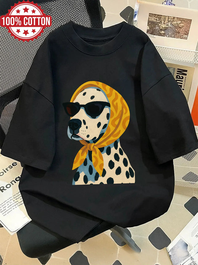 2026 Summer Retro Women's Dalmatian Print T-Shirt Unisex Cotton and Breathable Short Sleeve Oversized - product image 5