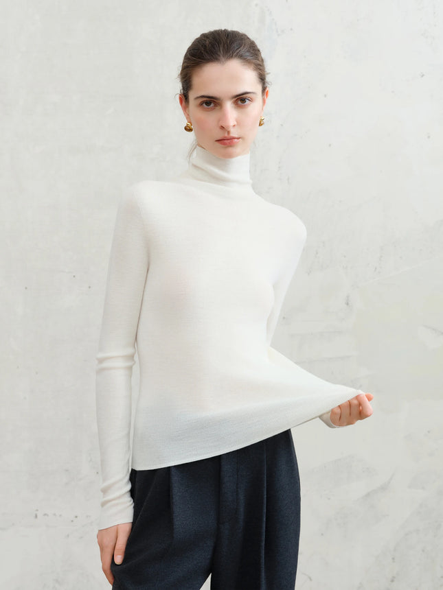 Premium Series German Biella Wool Autumn Super Fine Washable Seamless One-Piece Mock Neck Thermal Base Layer