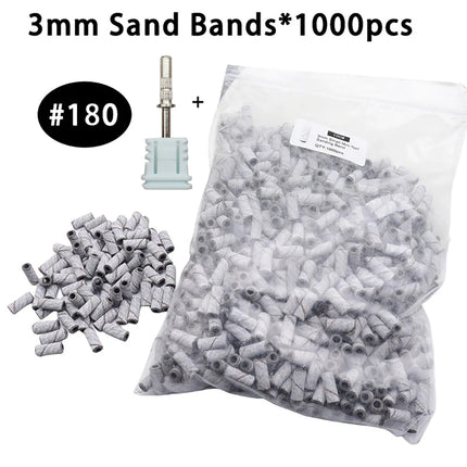 1000pcs 3mm White Zebra Mini Sanding Bands with Stainless Steel Mandrel – Nail Drill Bits Set for Electric Manicure & Pedicur