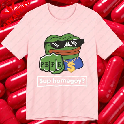 Pepe Frog Thug Tee Graphic Meme Shirt 4chan Bad Goy Harajuku Graphic T Shirts Funny Outdoors High Quality Cotton Short-sleev Top