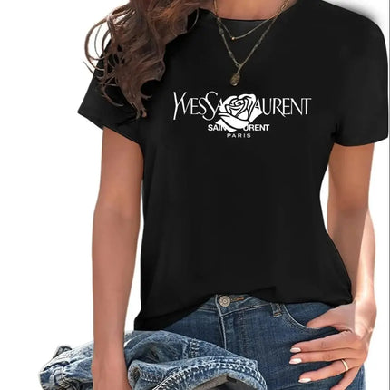 Luxury brand Brand Alphabet Printed Crew Neck Clothing Short Sleeve T-Shirt Trend Summer