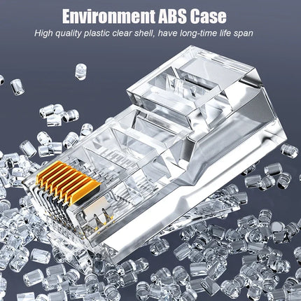 SAMZHE Cat5e RJ45 Modular Plug 8P8C Connector for Ethernet Cable,Gold Plated CAT 5e Gigabit Bulk Ethernet Crimp Connectors