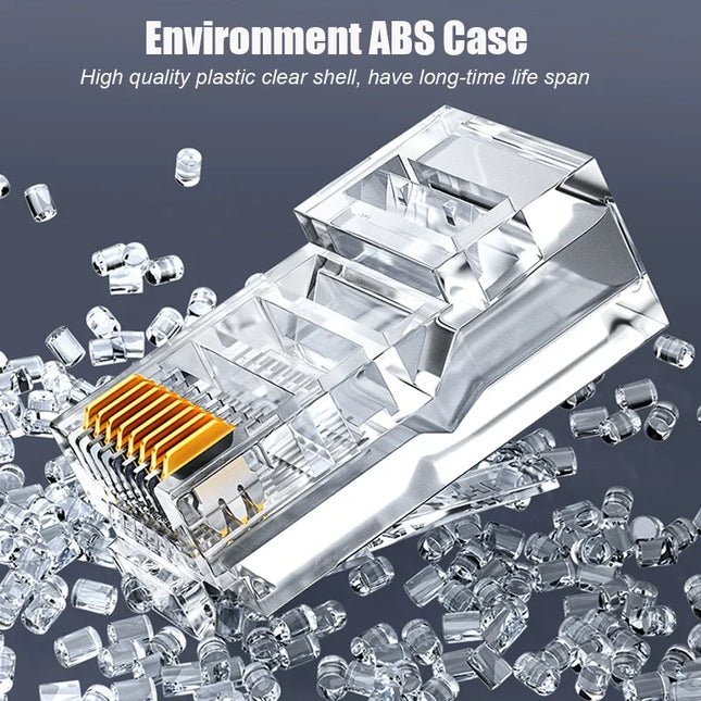 SAMZHE Cat5e RJ45 Modularstecker 8P8C Verbinder für Ethernet-Kabel, vergoldete CAT 5e Gigabit Bulk Ethernet Crimp-Stecker