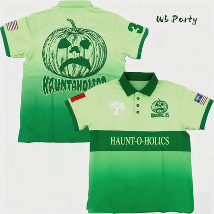 Y2k Haunted Polo Shirt Halloween Pumpkintshirt Polo Shirts for Man Letter Oversized T-Shirt Fashion Baseball Men's Polo T-Shirts