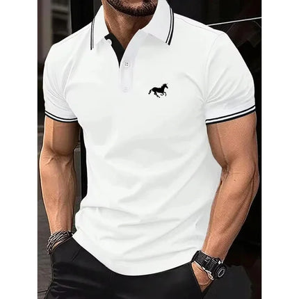 New men's T-shirt, Classic short-sleeved Polo shirt, Summer Casual top, button-down Lapel T-shirt, Oversized S-2XL Casual Polo S
