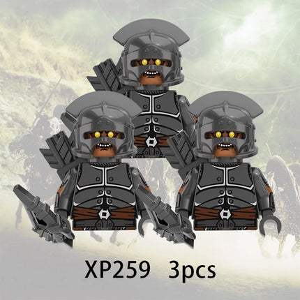 3pcs Lord Rings Elves Orcs Army Dwarf Rohan Mini Action Toy Figures Building Blocks Assembly Toys for Kids Birthday Gift