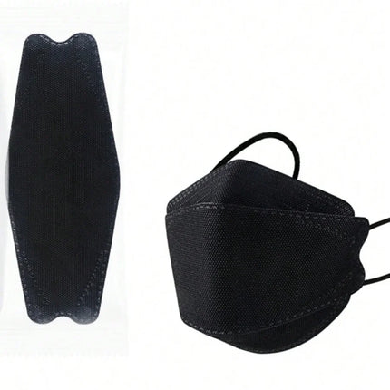 Adult KF94 Face Masks 4 Layers, Premium Melt-Blown Material, Breathable White Black Disposable Masks for Daily Use