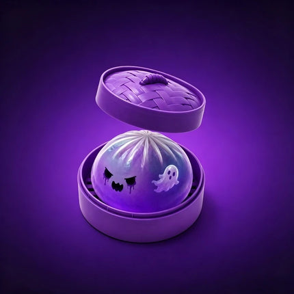 Glitter Halloween Ghost Dumplings Squishy Soft Slow Rebound Resilience Decompression with Steamer Stuffed Shark Bun Gift