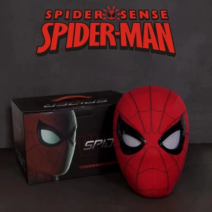 2026 Popular Breathable Spider Man Headset with Chin Operable Blink Touch Glowing Mask Miles Halloween Cosplay Boys Headgear Toy