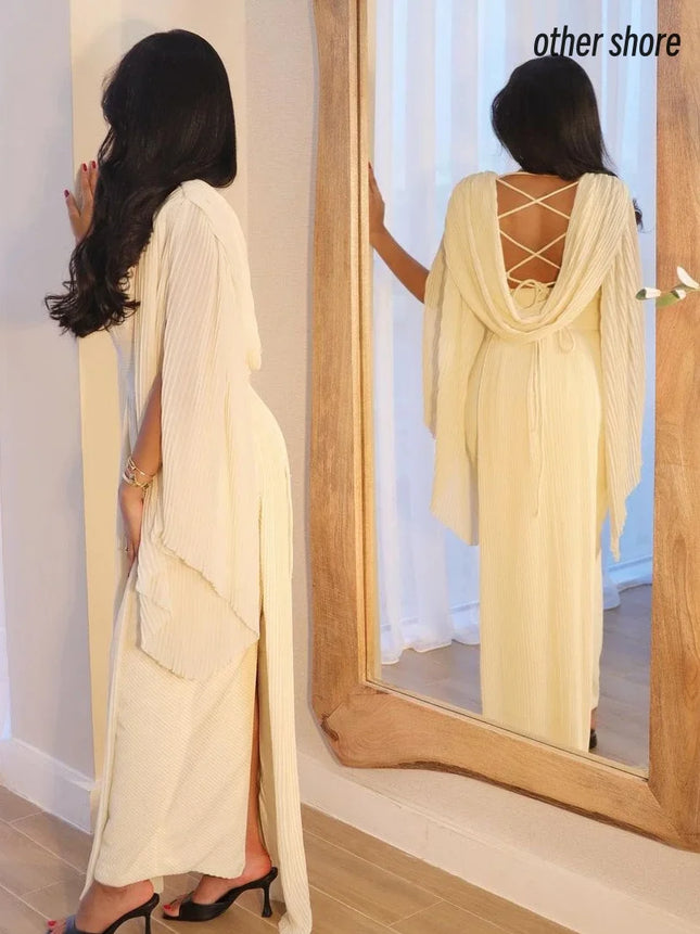 Other Shore Elegantes Vintage Sexy Rüschen-Kleid mit Rückenausschnitt und V-Ausschnitt, individuell anpassbar für formelle Anlässe, Abschlussball, Abendparty-Kleider