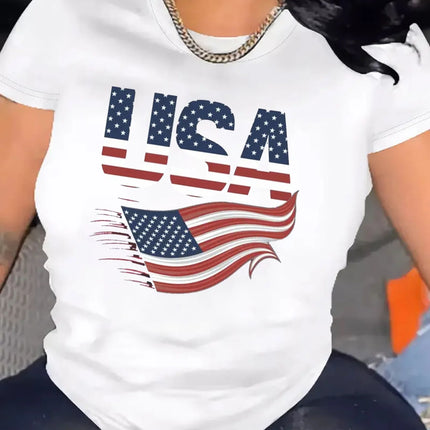 250th Anniversary Print T Shirt Flag USA T-Shirt for Women Casual 1 Pcs Comfortable Crew Neck Short Sleeve Tees Tops Clothes