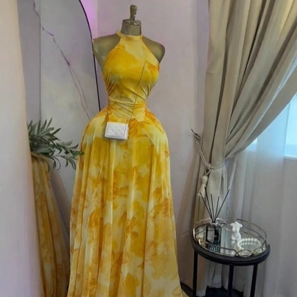 GLCMYAYA Women Printed Sleeveless with Sashes Fit and Flare A-line Maxi Dress 2026 Streetwear Beach Holiday Long Dresses Vestido