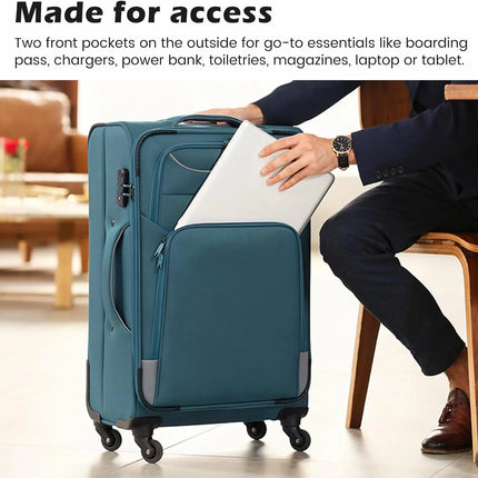Coolife Luggage 4 Piece Set Suitcase Spinner TSA Lock Softshell lightweight (purple+sliver)