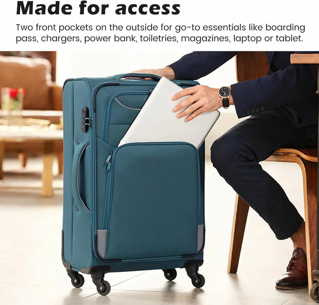 Coolife Luggage 4 Piece Set Suitcase Spinner TSA Lock Softshell lightweight (purple+sliver)