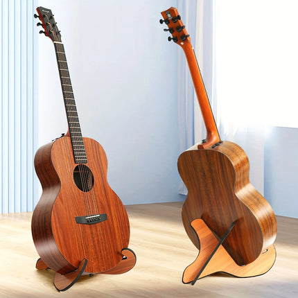 Universal Wooden Guitar Stand - X-Type Padded Holder for Acoustic/Electric/Bass/Ukulele, Portable & Stable
