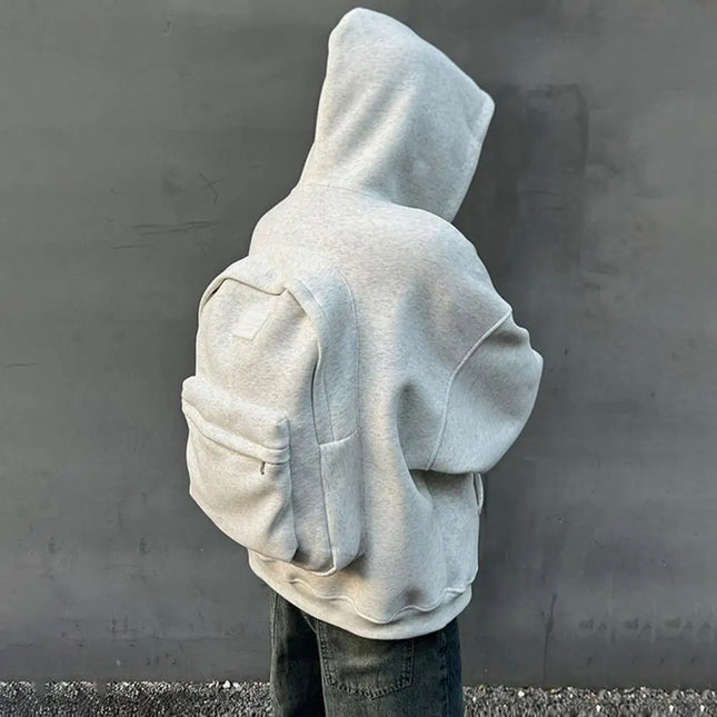 Sudadera con capucha de viaje para hombres y mujeres con mochila, cárdigan informal con cremallera, unisex, ligera, con mochila