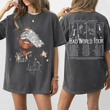 Michael Jackson Modern Redesign T-shirt Men and Women Summer Cotton Y2K Clothing Fashion Round Neck Short Sleeved Tee Fan Gifts