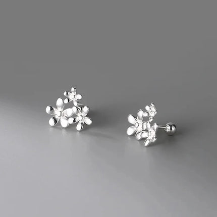 Silver Color Simple Small Rose Star Stud Earrings Tragus Cartilage for Women Hypoallergenic Daily Wear Ear Piercing Jewelry Gift