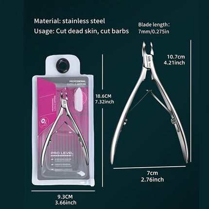 Professional Stainless Steel Cuticle Trimmer with Sharp Blade - Dual Spring Nail Clipper for Precise Manicure & Pedicure
