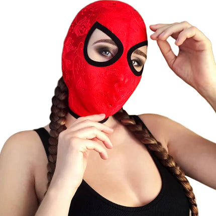 Black Hood Face Covering Lace Mask Women Men Cosplay Halloween Cosplay Identity Concealment Prop Facial Cover-up Masquerade Mask