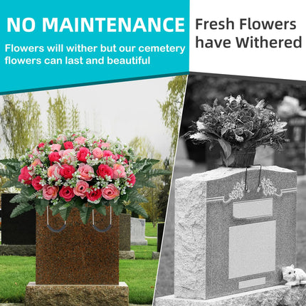 Cemetery Headstone Flower Saddle - artificial flowers for outdoor memorial (photo 5 of 12)